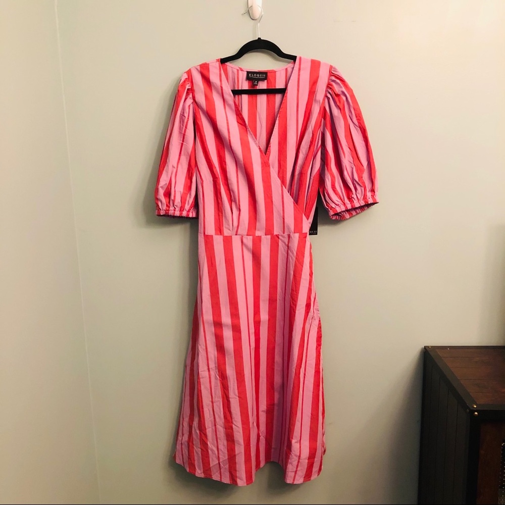 Red Eloquii Striped Dress- Size 16 NWT